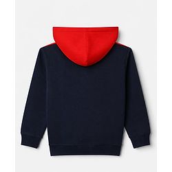 Pine Kids Cotton Mix Knit Sweatshirt with Full Sleeves and London Slogan Print in Navy Blue