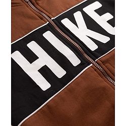 Pine Kids Cotton Mix Knit Sweatshirt with Full Sleeves and Hike Print in Brown