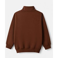 Pine Kids Cotton Mix Knit Sweatshirt with Full Sleeves and Hike Print in Brown