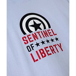 Pine Kids Marvel 100% Cotton Single Jersey Knit T-Shirts with Half Drop Shoulder Sleeves and Front & Back Captain America Print - Light Blue