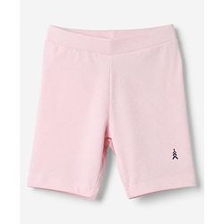 Pine Kids Cotton Lycra Knit Above Knee Length Solid Cycling Shorts Pack of 3 - Red Light Pink Black