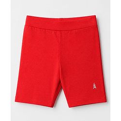 Pine Kids Cotton Lycra Knit Above Knee Length Solid Cycling Shorts Pack of 3 - Red Light Pink Black