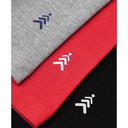 Pine Kids Cotton Lycra Knit Above Knee Length Cycling Shorts Pack of 3 - Red Grey & Black