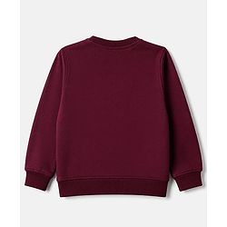 Pine Kids Cotton Blend Knit Sweatshirt with Full Sleeves and Saint Tropez French Text Print - Wine