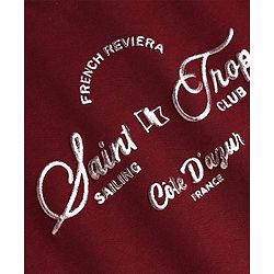 Pine Kids Cotton Blend Knit Sweatshirt with Full Sleeves and Saint Tropez French Text Print - Wine