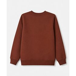 Pine Kids Cotton Knit Sweatshirt with Full Sleeves and Paris Print in Brown for 4-5 Years