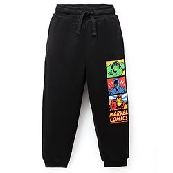 Pine Kids Marvel Single Jersey Knit Half Sleeves T-Shirts and Joggers Set With Avengers Print - Black