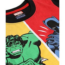 Pine Kids Marvel Single Jersey Knit Half Sleeves T-Shirts and Joggers Set With Avengers Print - Black
