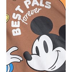 Pine Kids Disney Single Jersey Knit T-shirts With Full Sleeves and Mickey and Friends Graphic - Brown