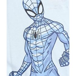 Pine Kids Marvel Cotton Knit T-Shirt with Full Sleeves and Spider-Man Print in Light Blue
