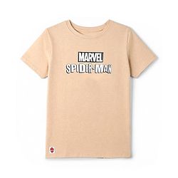Pine Kids Marvel 100% Cotton Single Jersey Knit T-Shirt with Half Sleeves and Spider-Man Print in Light Brown
