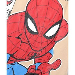 Pine Kids Marvel 100% Cotton Single Jersey Knit T-Shirt with Half Sleeves and Spider-Man Print in Light Brown