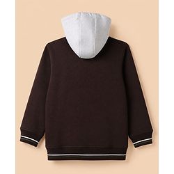 Pine Kids 100% Cotton Knit Full Sleeves Hooded Sweatshirt With Create Text Print- White