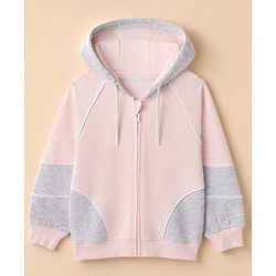 Pine Kids 100% Cotton Knit Marshmallow Sweatshirts with Full Sleeves, Raglan Sleeves and Hooded Neck in Pink