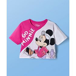 Pine Kids Disney 100% Cotton Single Jersey Knit Half Sleeves T-Shirt and Joggers with Full Length and Minnie Mouse Graphic in Pink