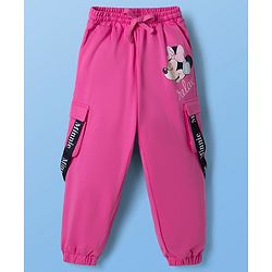 Pine Kids Disney 100% Cotton Single Jersey Knit Half Sleeves T-Shirt and Joggers with Full Length and Minnie Mouse Graphic in Pink