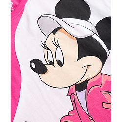 Pine Kids Disney 100% Cotton Single Jersey Knit Half Sleeves T-Shirt and Joggers with Full Length and Minnie Mouse Graphic in Pink