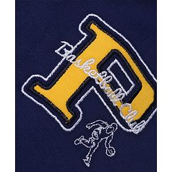 Pine Kids Cotton Knit Varsity Jacket with Full Sleeves and Basketball Club Print in Navy Blue for 4-5 Years