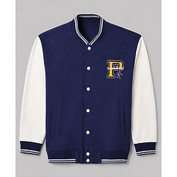 Pine Kids Cotton Knit Varsity Jacket with Full Sleeves and Basketball Club Print in Navy Blue for 4-5 Years