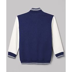 Pine Kids Cotton Knit Varsity Jacket with Full Sleeves and Basketball Club Print in Navy Blue for 4-5 Years