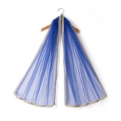 Pine Kids Woven Kurti and Churidar Set with Dupatta with Three Fourth Sleeves and Floral Motifs Embroidery in Royal Blue