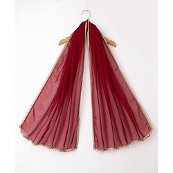 Pine Kids Woven 3/4th Sleeves Kurti & Churidar and Dupatta Set With Floral Motif Embroidery in Maroon