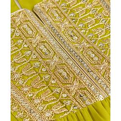 Pine Kids Woven Kurti and Gharara Set with Three Fourth Sleeves and Embroidery in Olive Green