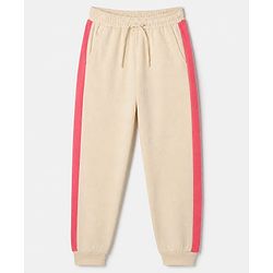 Pine Kids Cotton Blend Knit Half Sleeves T-Shirt and Jogger with Born To Be A Rock Star Print in Beige