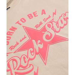 Pine Kids Cotton Blend Knit Half Sleeves T-Shirt and Jogger with Born To Be A Rock Star Print in Beige