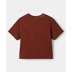 Pine Kids Cotton Blend Knit Half Sleeves T-Shirt and Jogger with Typography Print in Brown