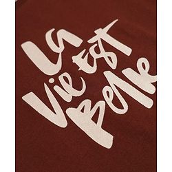 Pine Kids Cotton Blend Knit Half Sleeves T-Shirt and Jogger with Typography Print in Brown