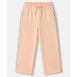 Pine Kids Cotton Blend Looper Knit Half Sleeves T-Shirt and Jogger with New York Basketball Print in Peach