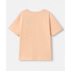 Pine Kids Cotton Blend Looper Knit Half Sleeves T-Shirt and Jogger with New York Basketball Print in Peach