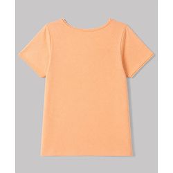 Pine Kids Cotton Knit Half Sleeves T-Shirt & Pyjama Night Suit with Floral Print - Peach