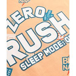 Pine Kids 100% Cotton Knit Half Sleeves Bio Washed Co Ords T Shirt Pyjama Night Suit With Text Print in Cream Blush
