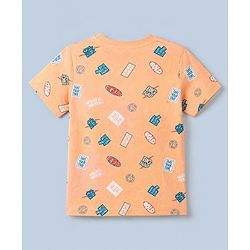 Pine Kids 100% Cotton Knit Half Sleeves Bio Washed Co Ords T Shirt Pyjama Night Suit With Text Print in Cream Blush