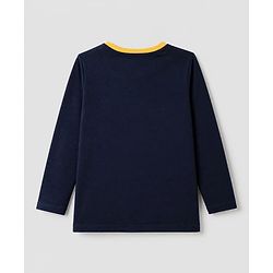 Pine Kids Cotton Knit Full Sleeves T Shirt Pyjama Nightwear Suit With Text Print - Navy Blue