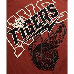 Pine Kids 100% Cotton Knit T-Shirt with Half Sleeves and Tiger Text in Brown