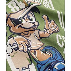 Pine Kids 100% Cotton Knit T-Shirt with Half Sleeves and Skater Dog Print in Green for 4-5 Years