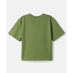 Pine Kids 100% Cotton Knit T-Shirt with Half Sleeves and Skater Dog Print in Green for 4-5 Years