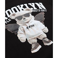 Pine Kids 100% Cotton Knit Half sleeves Tshirt With Animal Print - Black