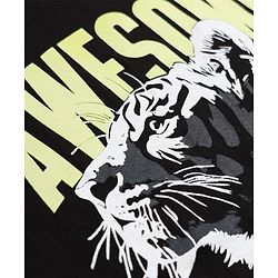 Pine Kids 100% Cotton Knit Half Sleeves Tshirt With Animal Print - Black