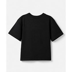 Pine Kids 100% Cotton Knit Half Sleeves Tshirt With Animal Print - Black