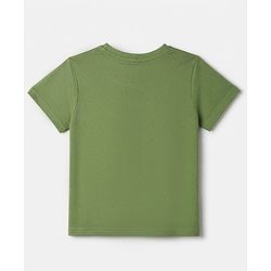 Pine Kids 100% Cotton Knit T-Shirt with Half Sleeves and Armored Tank Text & Print - Green
