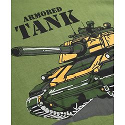 Pine Kids 100% Cotton Knit T-Shirt with Half Sleeves and Armored Tank Text & Print - Green