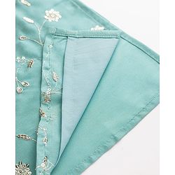 Pine Kids Woven Full Sleeves Kurta and Pyjama with Full Length and Floral Vines Embroidered in Green