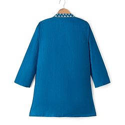Pine Kids Woven Full Sleeves Sequinned Kurta & Pyjama Set - Teal Blue