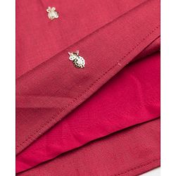 Pine Kids Woven Kurta Pyjama Set with Full Sleeves and Embellishment Embroidery in Red for 4-5 Years