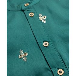Pine Kids Woven Full Sleeves Sequinned Kurta & Pyjama Set - Green