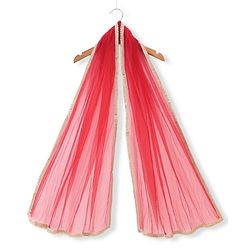 Pine Kids Woven Half Sleeves Floral Embroidered Choli & Lehenga Set WIth Dupatta - Red
